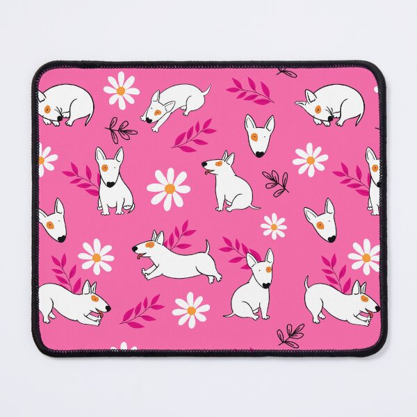 Item preview, Cute Bull Terrier White And Daisy Flower Pattern Pink designed and sold by BeebooDesign.