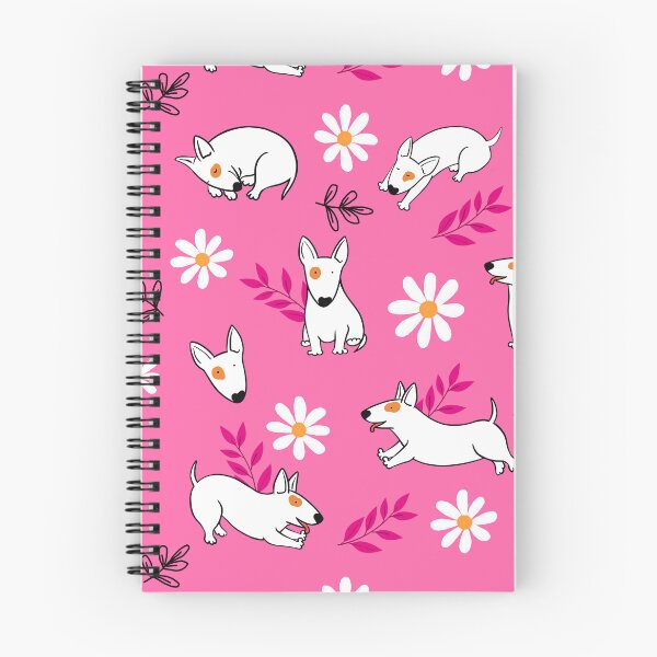 Item preview, Cute Bull Terrier White And Daisy Flower Pattern Pink designed and sold by BeebooDesign.