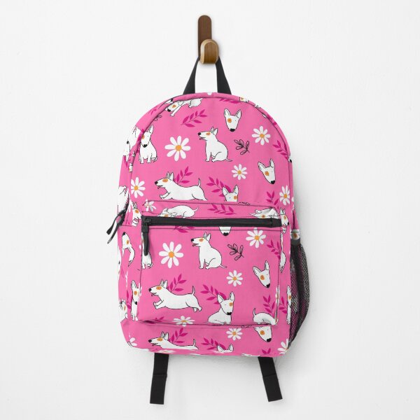Item preview, Cute Bull Terrier White And Daisy Flower Pattern Pink designed and sold by BeebooDesign.