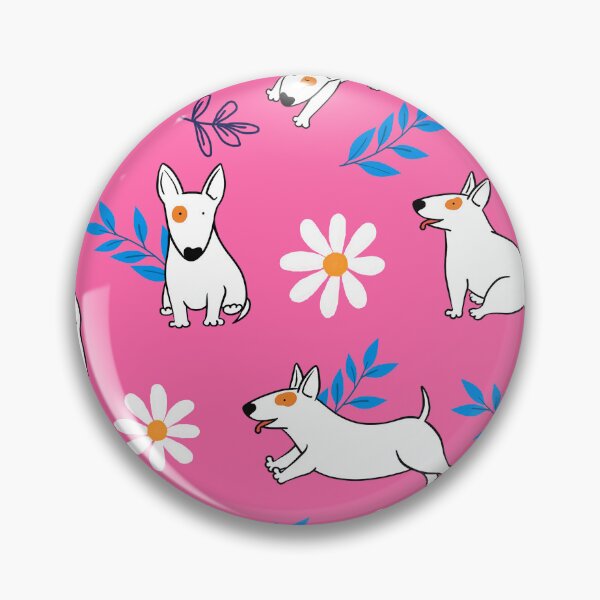 Item preview, Cute Bull Terrier White And Daisy Flower Pattern Pink2 designed and sold by BeebooDesign.
