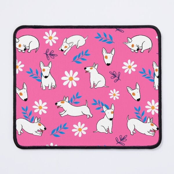 Item preview, Cute Bull Terrier White And Daisy Flower Pattern Pink2 designed and sold by BeebooDesign.