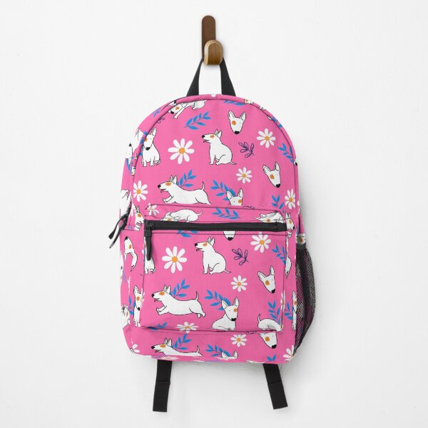 Item preview, Cute Bull Terrier White And Daisy Flower Pattern Pink2 designed and sold by BeebooDesign.