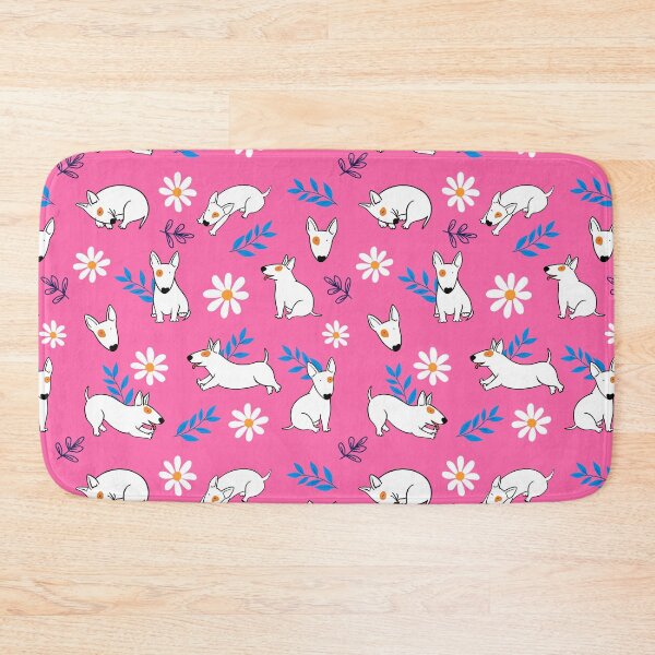 Item preview, Cute Bull Terrier White And Daisy Flower Pattern Pink2 designed and sold by BeebooDesign.