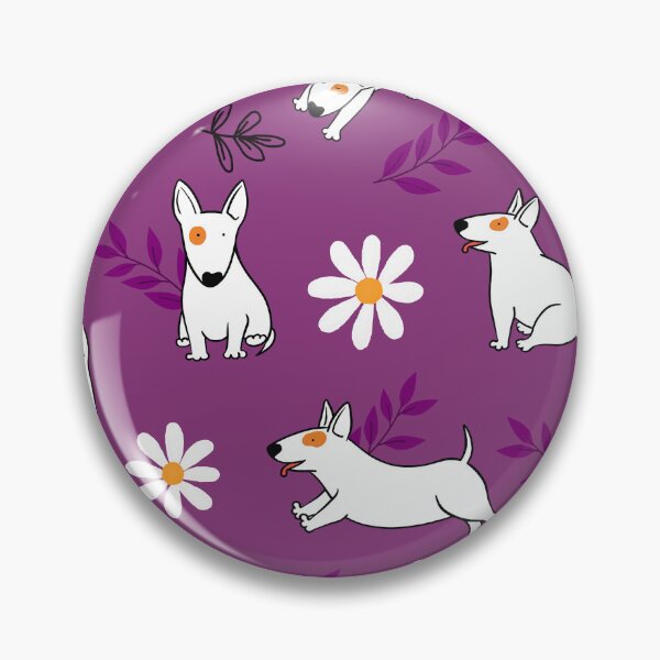 Item preview, Cute Bull Terrier White And Daisy Flower Pattern Purple designed and sold by BeebooDesign.