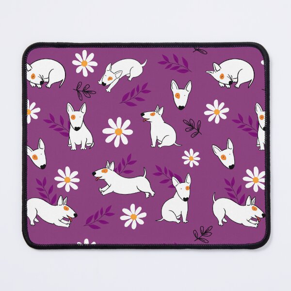 Item preview, Cute Bull Terrier White And Daisy Flower Pattern Purple designed and sold by BeebooDesign.