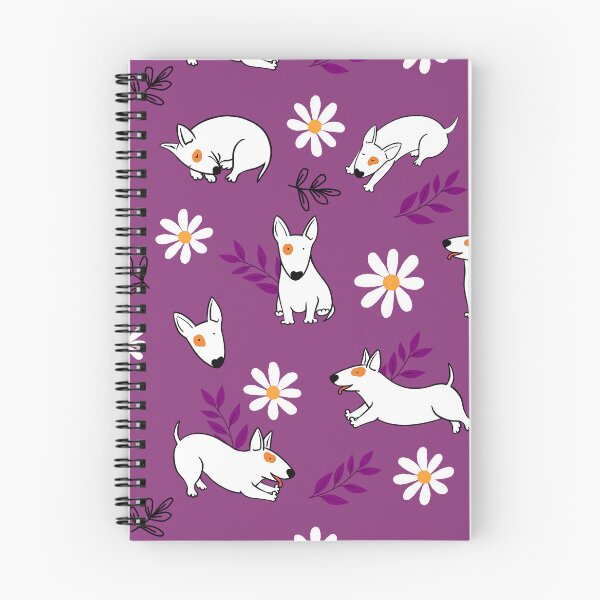 Item preview, Cute Bull Terrier White And Daisy Flower Pattern Purple designed and sold by BeebooDesign.