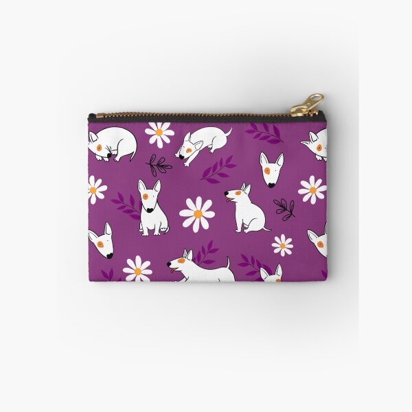 Item preview, Cute Bull Terrier White And Daisy Flower Pattern Purple designed and sold by BeebooDesign.