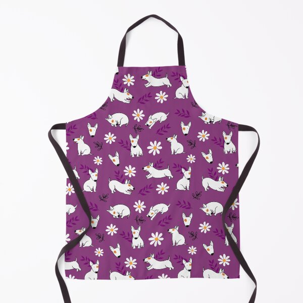 Item preview, Cute Bull Terrier White And Daisy Flower Pattern Purple designed and sold by BeebooDesign.