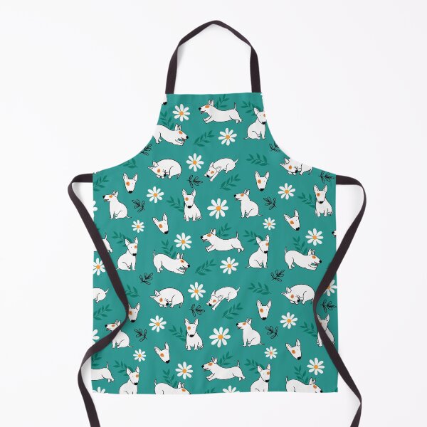 Item preview, Cute Bull Terrier White And Daisy Flower Pattern Teal designed and sold by BeebooDesign.