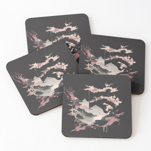 Item preview, Japanese View Pink Blossom Design Coasters designed and sold by YoungbearCo.
