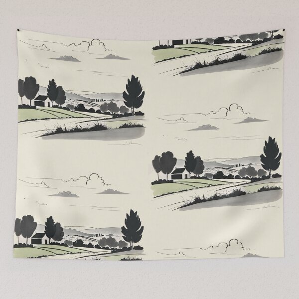 Item preview, Patterns No. 251. Mid Century. Modern. Vintage Retro. French Landscape. Sketch. Draw. France. Countryside.   By Carraan designed and sold by CARRAANN.