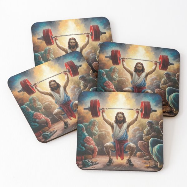 Item preview, FUNNY JESUS LIFTING WEIGHT" Gyming Jesus  designed and sold by Obinne.