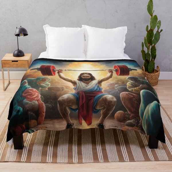 Item preview, FUNNY JESUS LIFTING WEIGHT" Gyming Jesus  designed and sold by Obinne.