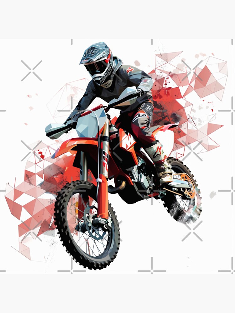 Thumbnail 3 of 3, Sticker, Motocross rider performing jump geometric patterns  Active Outdoors Inspired Art designed and sold by CDC40.