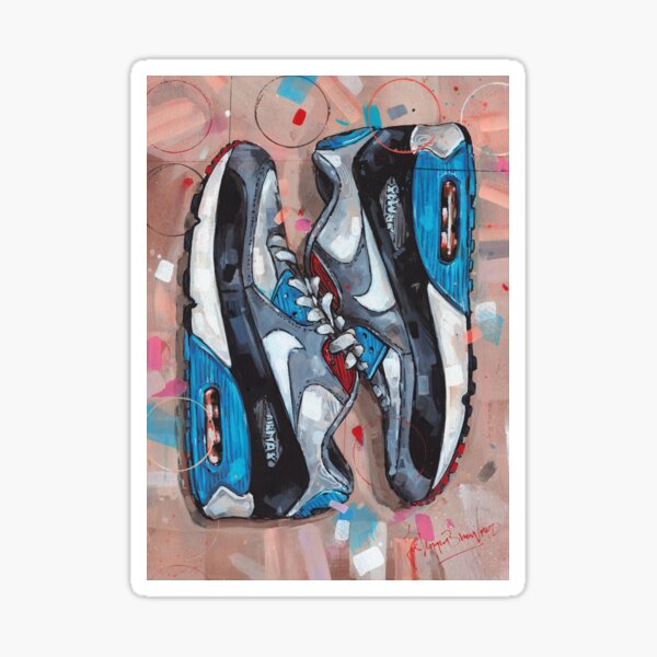 Vista previa del artículo con la obra «Pintura azul de Nike Air Max 90», diseñado y vendido por GalleryKauffeld.