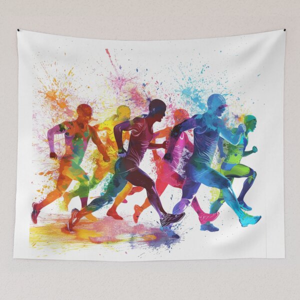 Item preview, Runners kicking splashes colour sprint Active Outdoors Inspired Art designed and sold by CDC40.