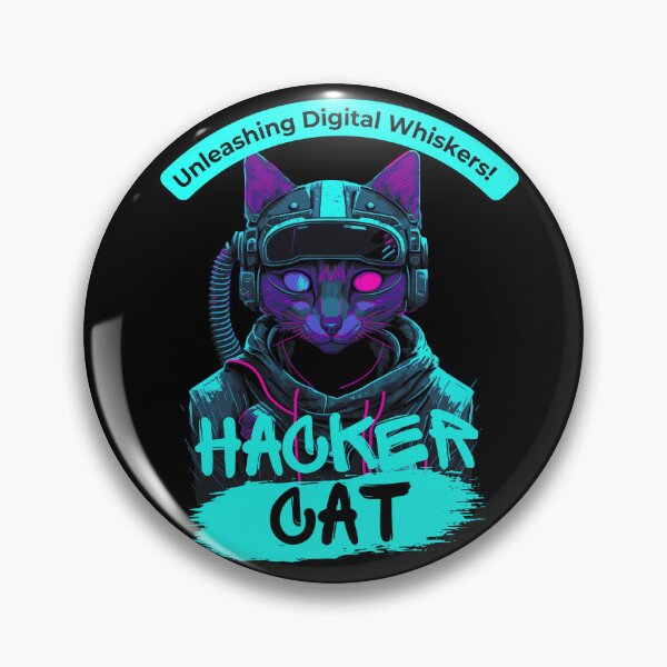 Artikelvorschau, Elektrischer Cyan, Lila und Blauer Cyber-Hacker, schwarze Katze, lustiger Cartoon ver3 entworfen und verkauft von CosmicNook1.