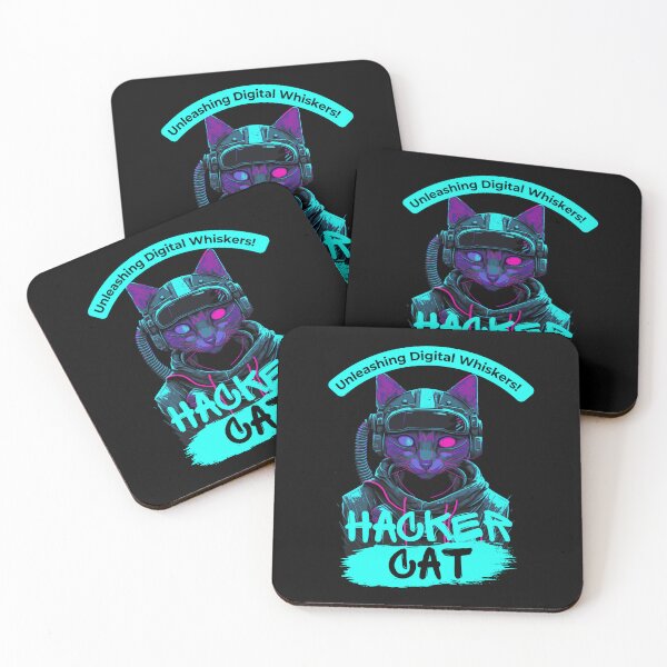 Item preview, Electric   Cyan,  Purple  and  Blue  cyber hacker black  cat funny cartoon   ver3 designed and sold by CosmicNook1.