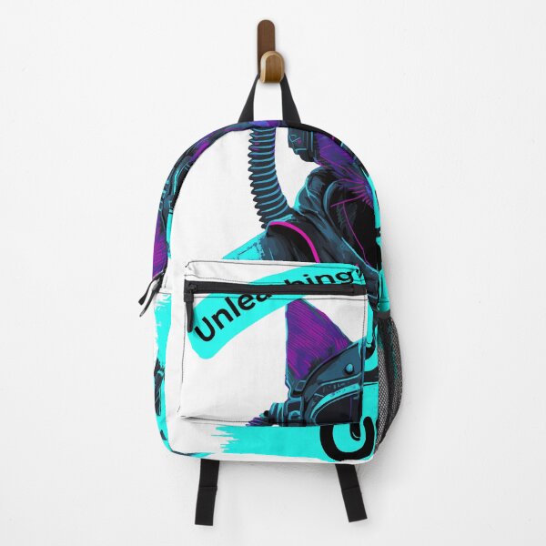 Item preview, Electric Cyan, Purple and Blue cyber hacker black cat funny cartoon ver3 designed and sold by CosmicNook1.