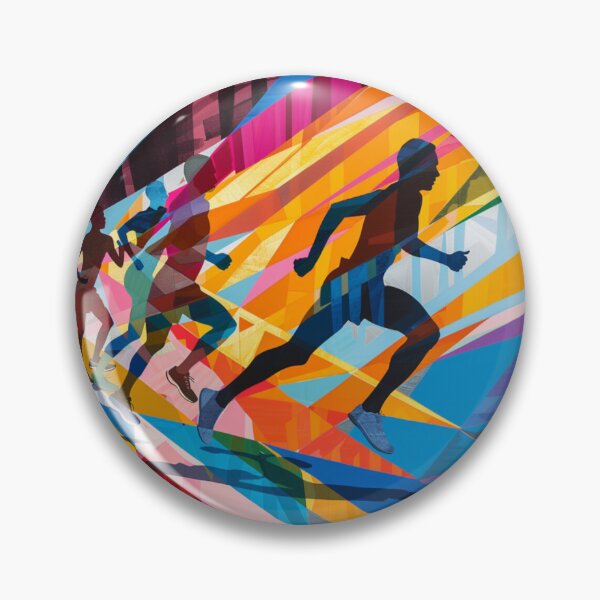 Item preview, Runners powering through course geometric patterns Active Outdoors Inspired Art designed and sold by CDC40.