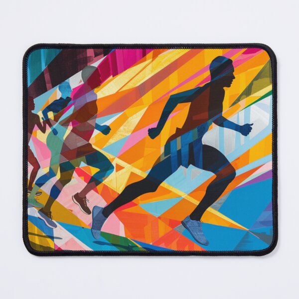 Item preview, Runners powering through course geometric patterns Active Outdoors Inspired Art designed and sold by CDC40.
