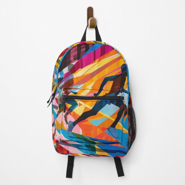 Item preview, Runners powering through course geometric patterns Active Outdoors Inspired Art designed and sold by CDC40.