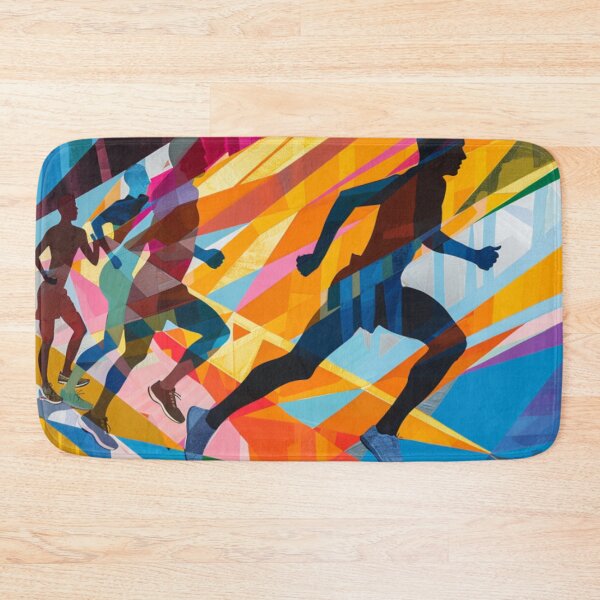 Item preview, Runners powering through course geometric patterns Active Outdoors Inspired Art designed and sold by CDC40.