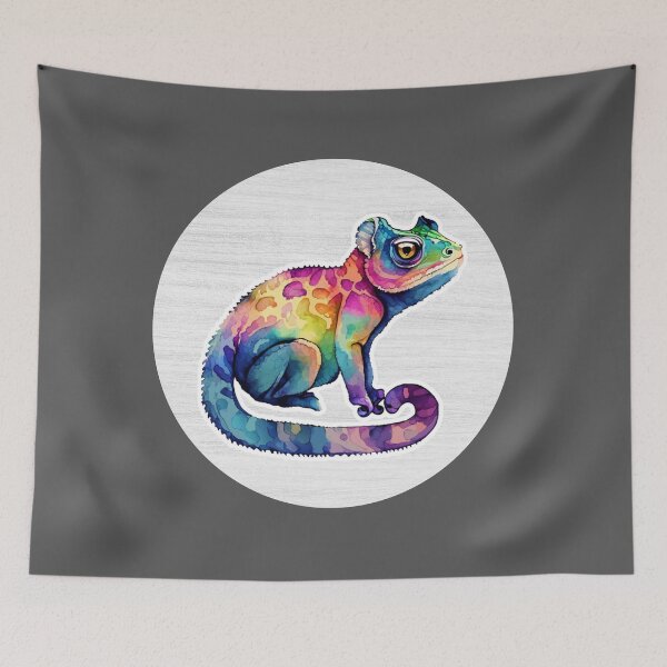 Item preview, Vibrant Chameleon Watercolor Drawing designed and sold by LivingColorful.