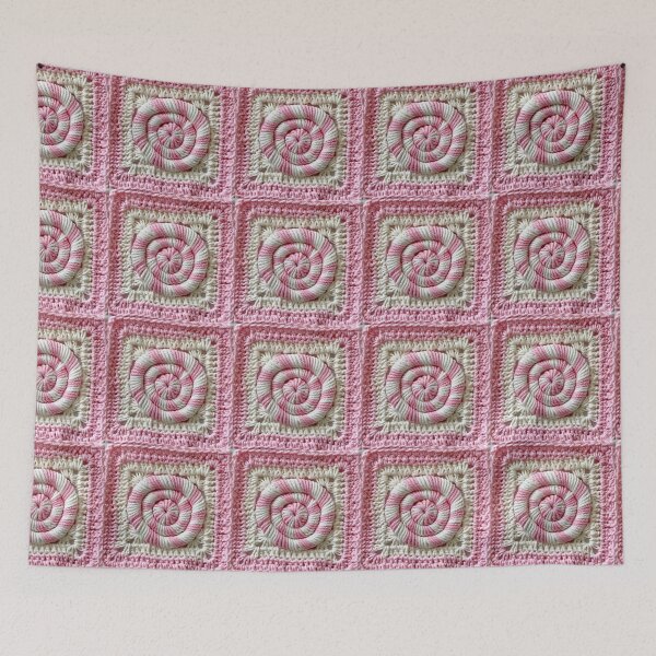 Item preview, Pink candy themed crochet grany square  designed and sold by NuttyCottage.