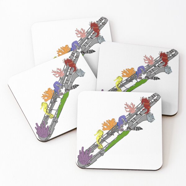 Item preview, Contrabass Clarinet Artificial Reef with Seahorses designed and sold by cleverclarinet.