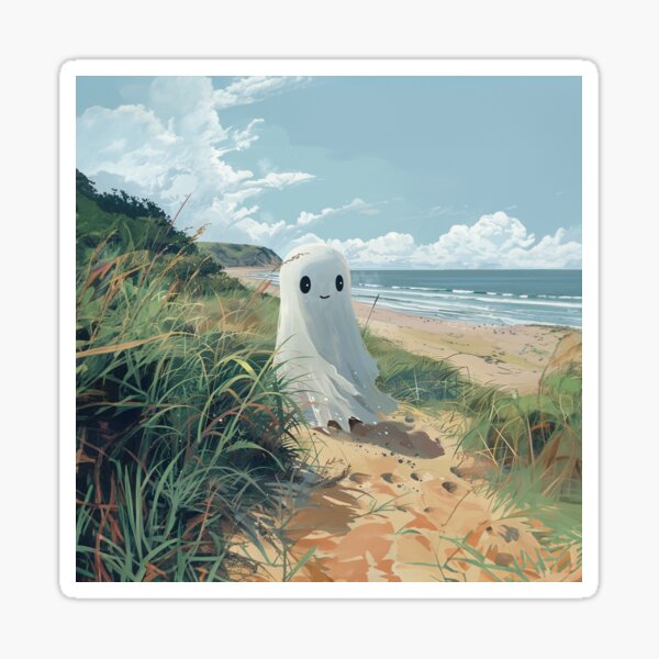 Aperçu de l'œuvre Art fantôme fantaisiste au bord de la plage créée et vendue par EsoKafi Design.