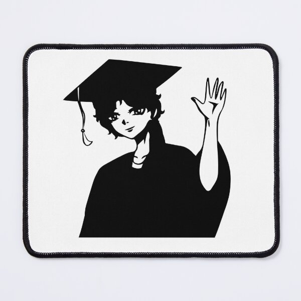 Item preview, Anime student graduating with a confederate flag on his head. Black and white image. designed and sold by animeshki.