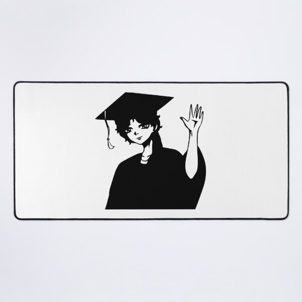 Item preview, Anime student graduating with a confederate flag on his head. Black and white image. designed and sold by animeshki.
