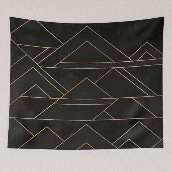 Item preview, Art Deco Lines Black Mountains at Night designed and sold by AmbienceArt.