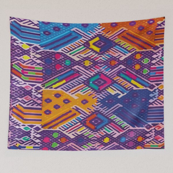 Item preview, Multicolor hand-made embroidery vibrant textile Mexican folk art dopamine decor designed and sold by T-Mex.