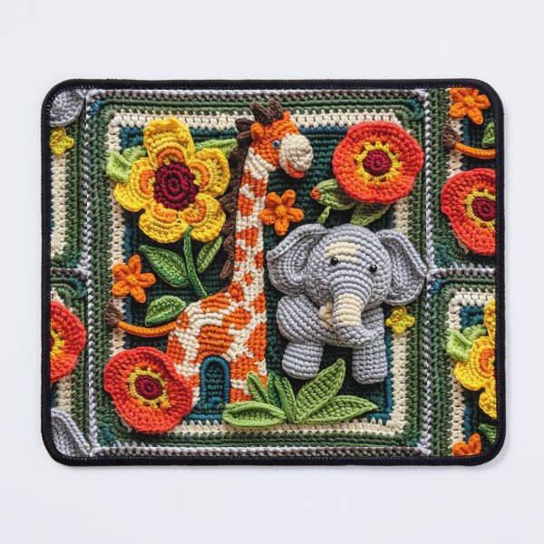 Item preview, Jungle animal crochet square designed and sold by NuttyCottage.