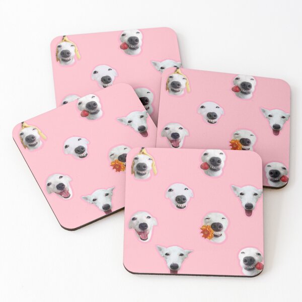 Item preview, Funny shocked white dog face pattern pink designed and sold by BeebooDesign.