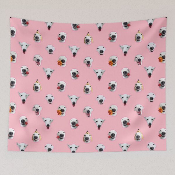 Item preview, Funny shocked white dog face pattern pink designed and sold by BeebooDesign.
