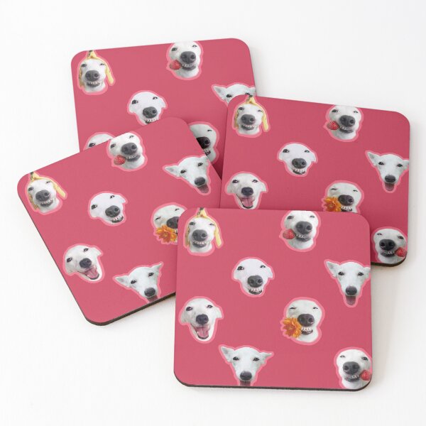 Item preview, Funny shocked white dog face pattern red designed and sold by BeebooDesign.