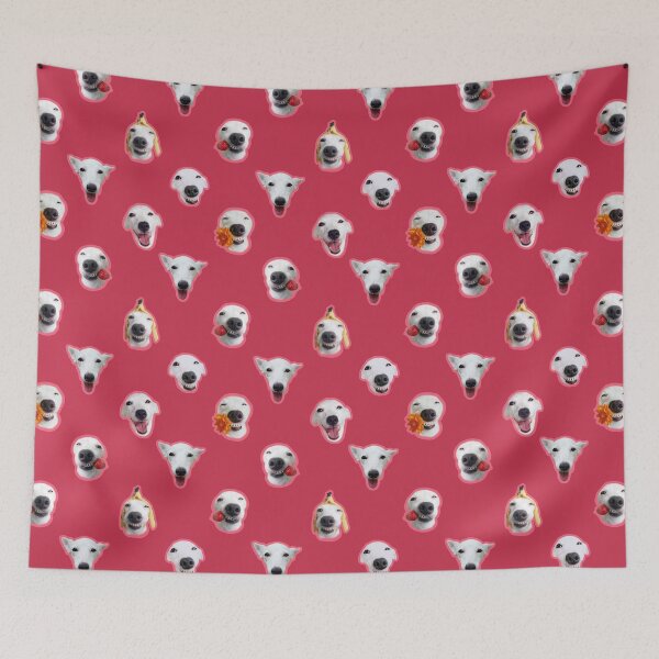 Item preview, Funny shocked white dog face pattern red designed and sold by BeebooDesign.