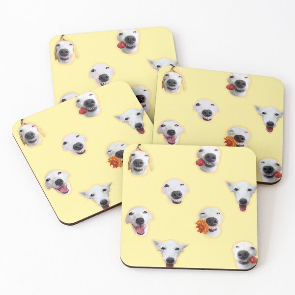 Item preview, Funny shocked white dog face pattern yellow designed and sold by BeebooDesign.