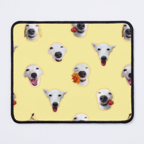 Item preview, Funny shocked white dog face pattern yellow designed and sold by BeebooDesign.
