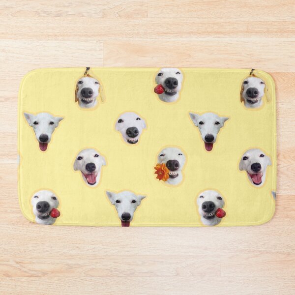 Item preview, Funny shocked white dog face pattern yellow designed and sold by BeebooDesign.