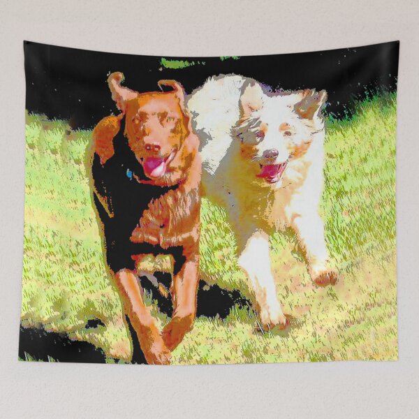 Item preview, Labrador Retriever and Australian Shepherd Dogs Playing Abstract designed and sold by Carlo Varo.