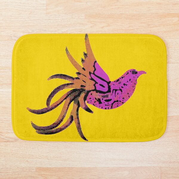 Item preview, Bonito Pájaro Extravagante Rosa En Vuelo Sobre Amarillo designed and sold by patternsbyposh.