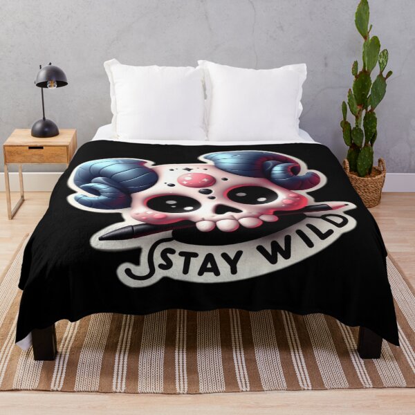 Item preview, Whimsical Wildness: Cute Horned Skull saying Stay Wild designed and sold by MrDarkRealm.