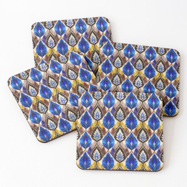 Item preview, Ikat Patterns blue and brown watercolor designed and sold by patterncrow.