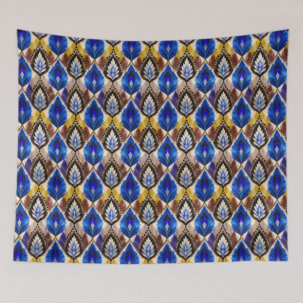 Item preview, Ikat Patterns blue and brown watercolor designed and sold by patterncrow.