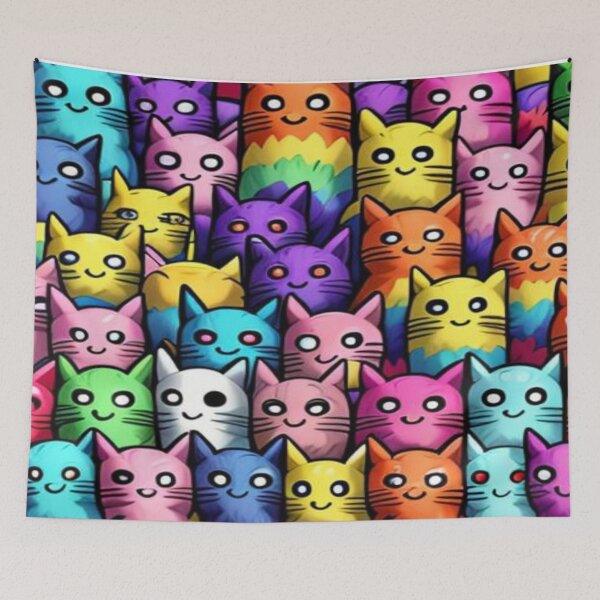 Item preview, rainbow happy tabby cats designed and sold by toastygoat.