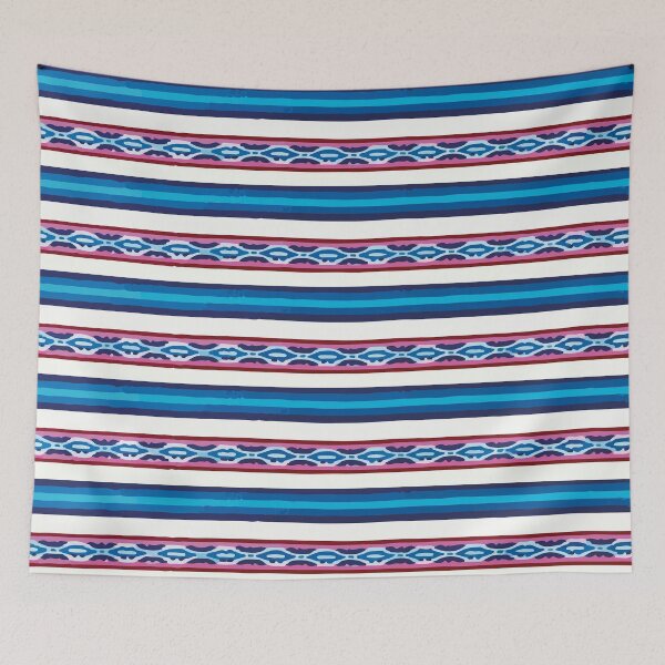 Item preview, Sky blue stripes poncho fabric bright fun decor designed and sold by T-Mex.
